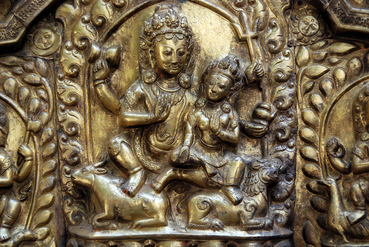 05 Kathmandu Gokarna Mahadev Temple Entrance Golden Torana Shiva and Parvati Close Up 